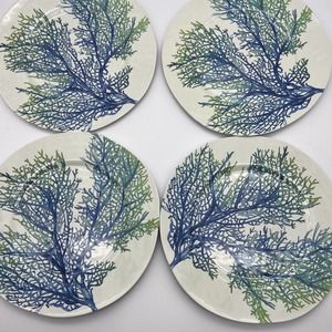 Melamine Coral Reef Salad Side Dessert Plates Aqua Teal Ocean Blue Sea Life 4